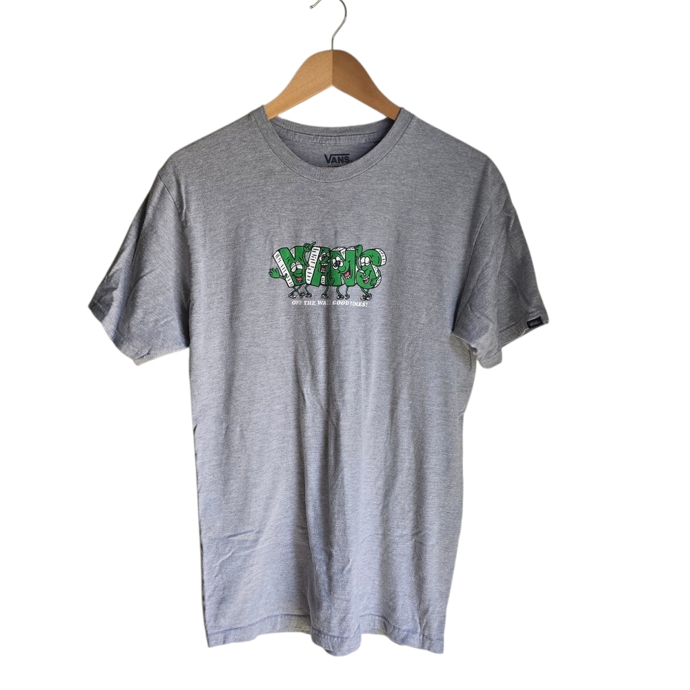 Vans Off The Wall Classic Fit Gray T-shirt Mens Size Medium Green Vans Logo